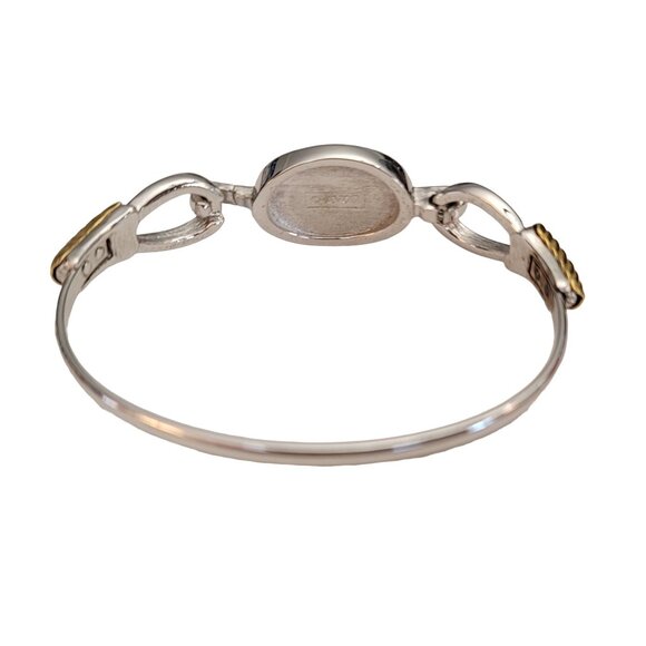 Avon Silver, Gold Tone Abalone Hinged Bangle Bracelet, Signed M627 - Picture 4 of 7